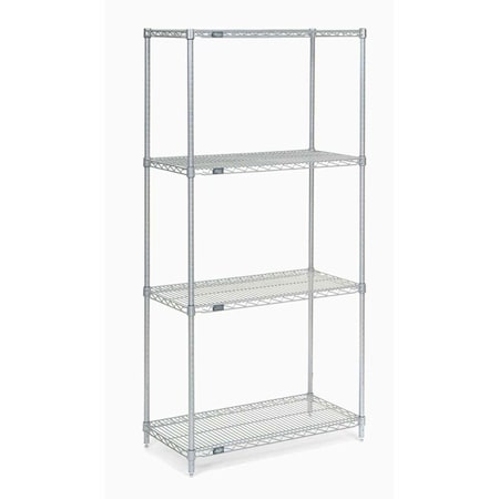 Nexel Poly-Z-Brite 5 Tier Wire Shelving Starter Unit, 42W x 21D x 74H 21427Z5